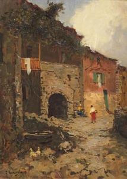 Vecchi Casolari Presso Rivoli Oil Painting by Giuseppe Buscaglione