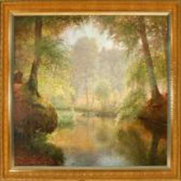 A Spring Forest Scenery Oil Painting by Peter Busch