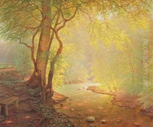 A Forest Scenery Oil Painting by Peter Busch