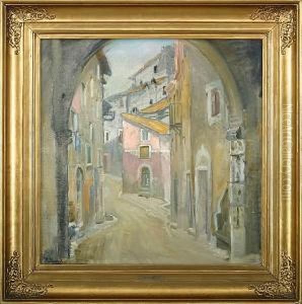 A Street Scenery Oil Painting by Peter Busch