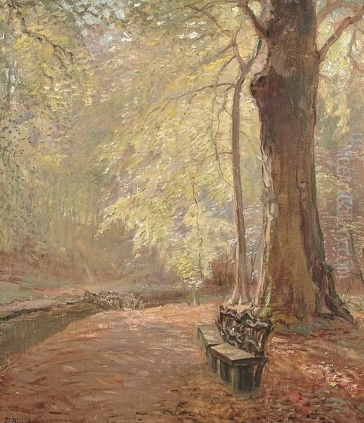 A Woodland Path Oil Painting by Peter Busch