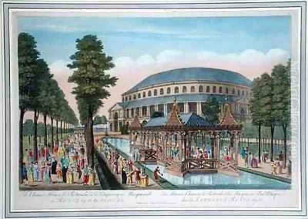 The Chinese House, the Rotunda and the Company in Masquerade in Ranelagh Gardens Oil Painting by John Bowles