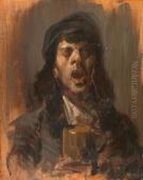 The Drinker. Oil Painting by Wilhelm Busch