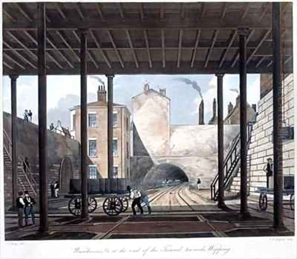 Warehouses and Works at the End of the Tunnel towards Wapping Oil Painting by Thomas Talbot Bury