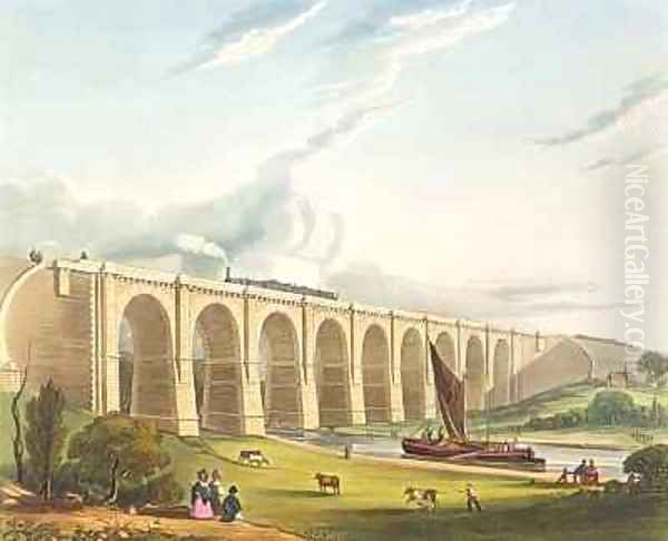 Viaduct across the Sankey Valley Oil Painting by Thomas Talbot Bury