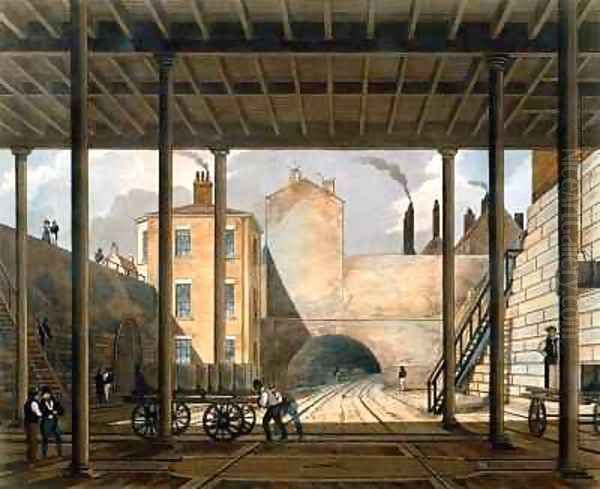 Warehouses etc at the end of the Tunnel towards Wapping Oil Painting by Thomas Talbot Bury