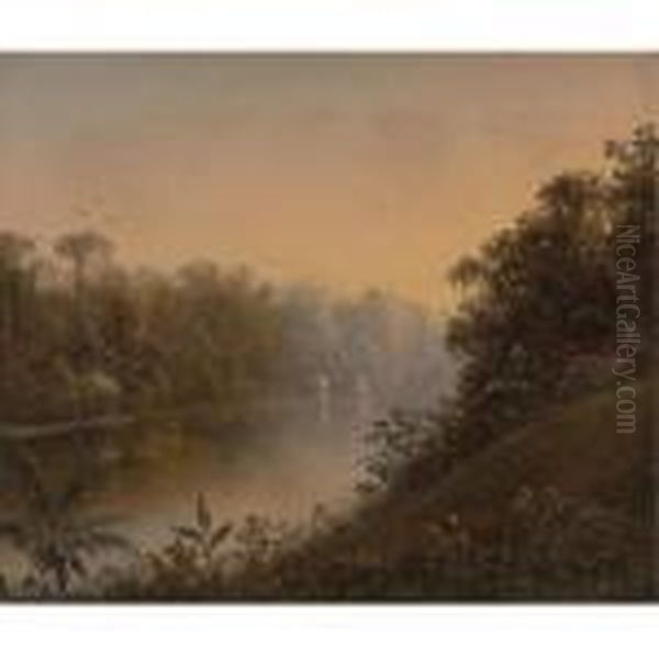 Tropical River Landscape Oil Painting by Norton Bush