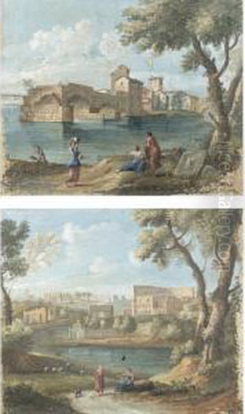 Veduta Del Tevere Oil Painting by Jan Frans Van Bloemen (Orizzonte)