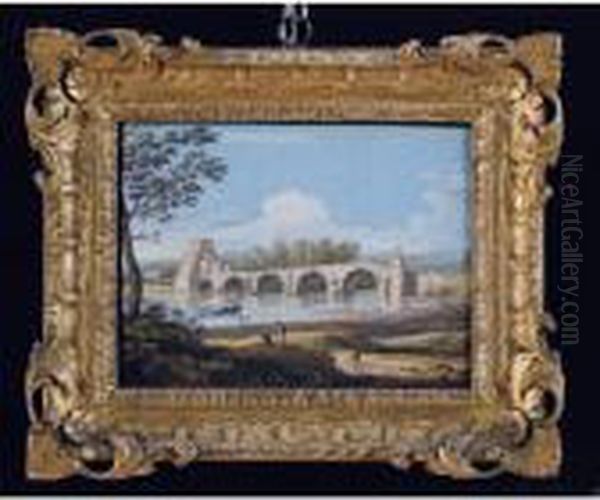 Vedute Romane: Il Ponte Milvio; Un Ponte Romano Oil Painting by Jan Frans Van Bloemen (Orizzonte)