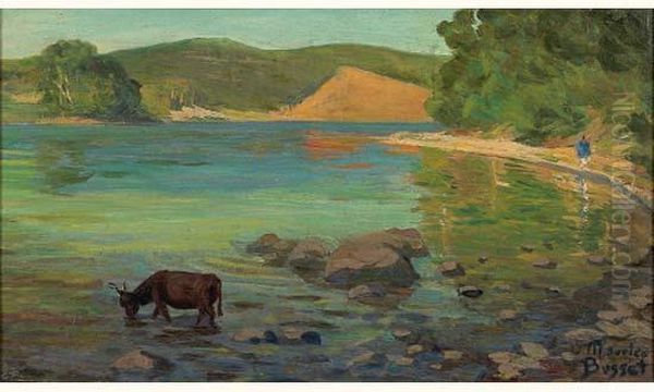 Le Lac De Chambon Et Tartaret Oil Painting by G. Busset