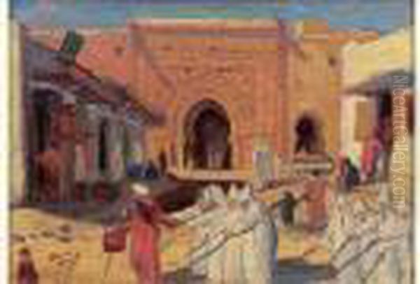 Le Souk A Essaouria Oil Painting by G. Busset