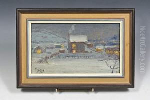 Maisons Sous La Neige Oil Painting by Maurice Busset