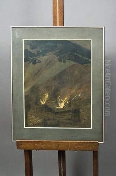 Bombardement Oil Painting by Maurice Busset