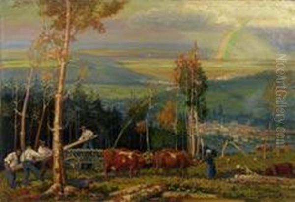 arc En Ciel En Auvergne Oil Painting by Maurice Busset