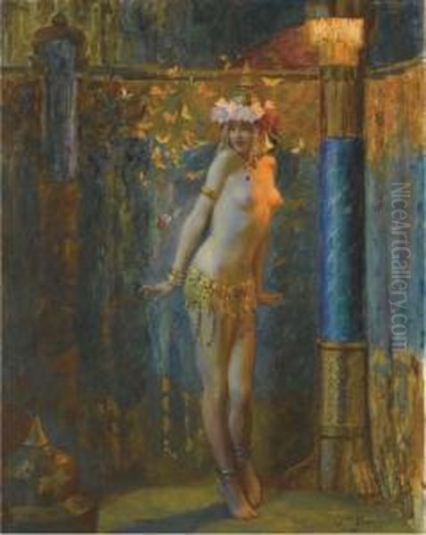 La Danse De Salome Ou 'les Papillons D'or' Oil Painting by Gaston Bussiere