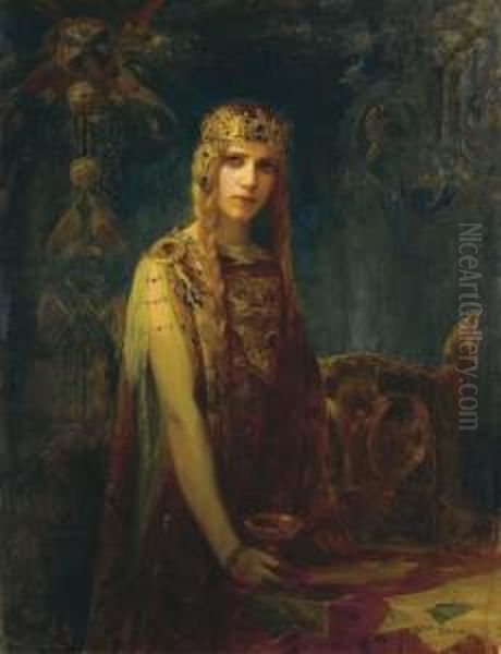 Femme A La Couronne: La Princesse Celte Oil Painting by Gaston Bussiere