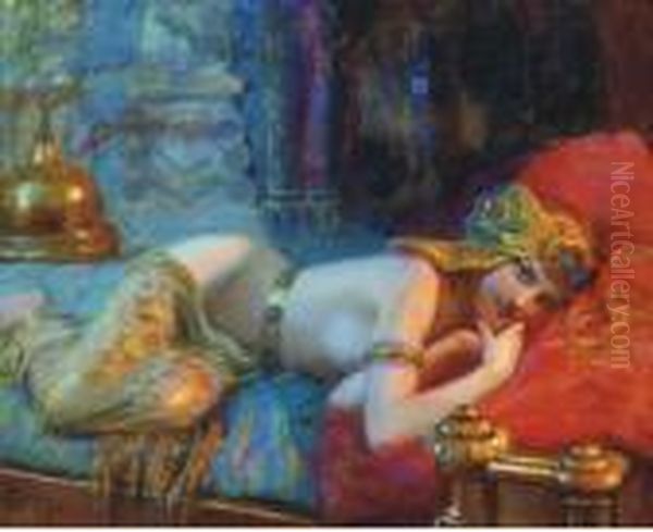 An Exotic Beauty Oil Painting by Gaston Bussiere