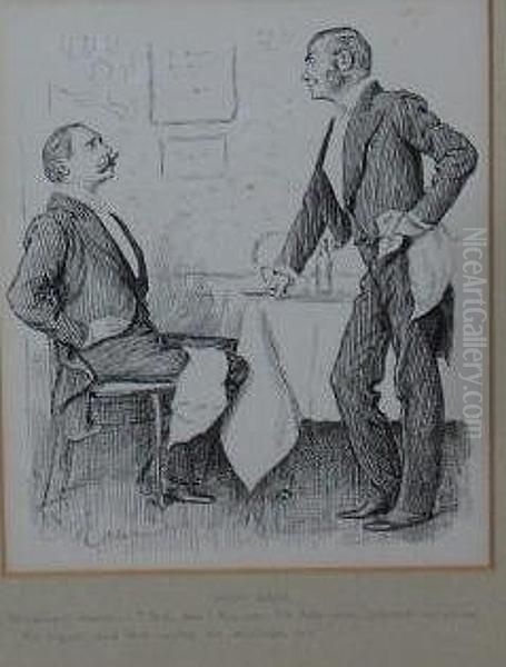 Gentleman And Waiter Oil Painting by George L. Du Maurier