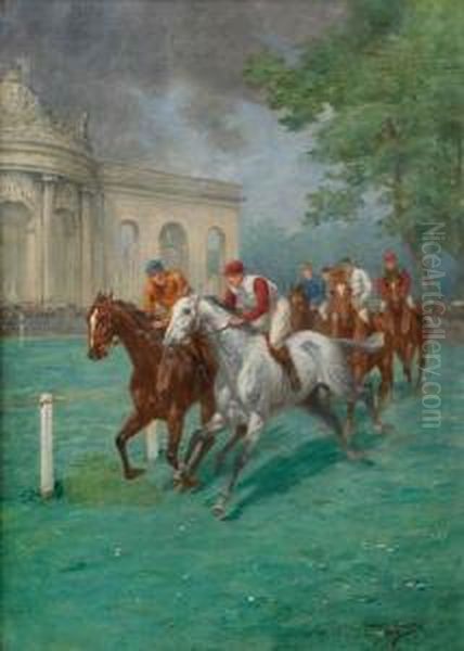 Carrera De Caballos Oil Painting by Georges Louis Ch. Busson