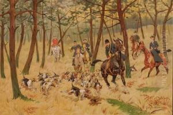 La Chasse A Courre Oil Painting by Georges Louis Ch. Busson