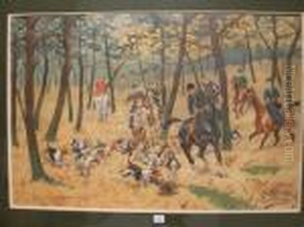 Chasse Au Lievre Oil Painting by Georges Louis Ch. Busson