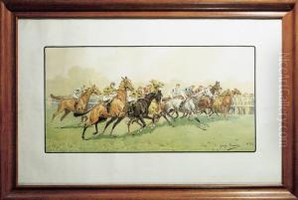 Course Au Galop Oil Painting by Georges Louis Ch. Busson