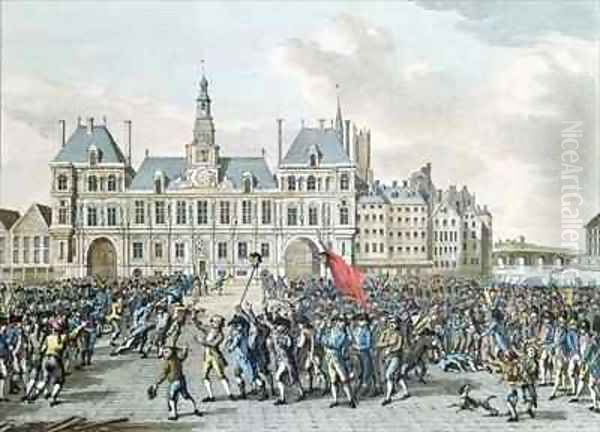 The Heads of Launay and Flesselles Promenaded before the Hotel de Ville Oil Painting by Jan Bulthuis