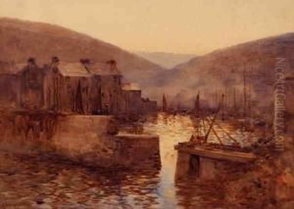 Polperro Oil Painting by Herbert E. Butler