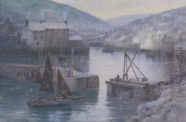 Polperro Oil Painting by Herbert E. Butler