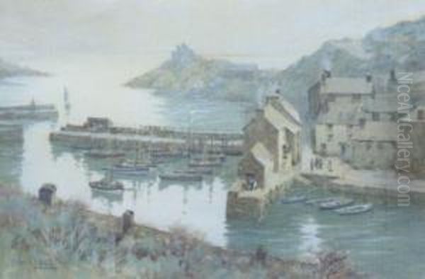 Harbour Front Oil Painting by Herbert E. Butler