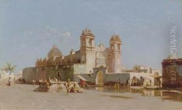 Church In Mexico Oil Painting by Howard Russell Butler