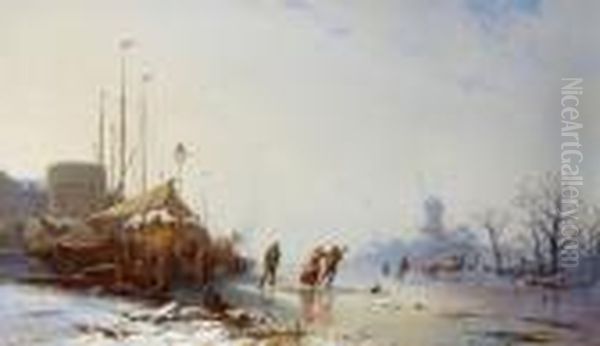 Eislaufvergnugen Oil Painting by Joseph Niklaus Butler