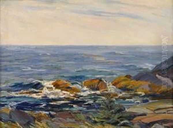 Breakers On The Rocks Oil Painting by Mary Cable Butler