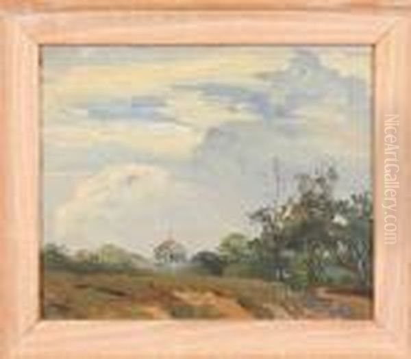 Landscape With Building Oil Painting by Mary Cable Butler