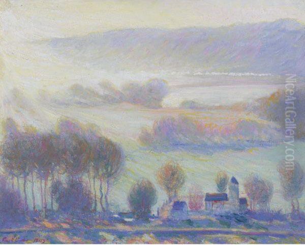 Valley At Giverny, The Old Mill Oil Painting by Theodore Butler