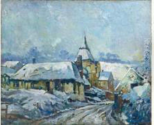 Village En Hiver Oil Painting by Theodore Butler