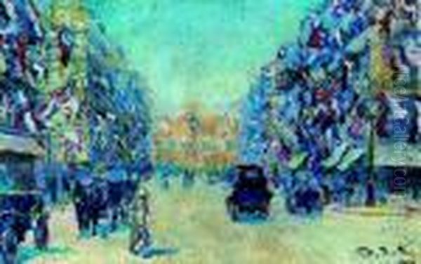 Avenue De L'opera Mit Dem Palais Garnier. Oil Painting by Theodore Butler