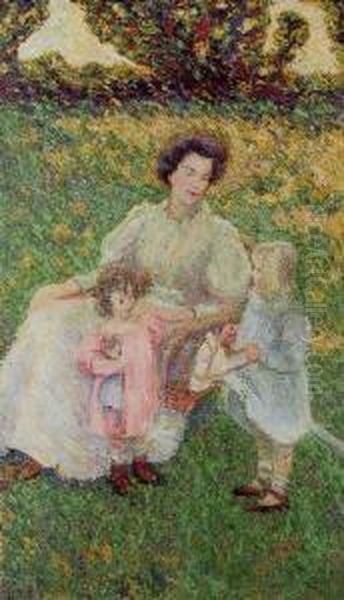 Suzanne And Her Children Oil Painting by Theodore Butler