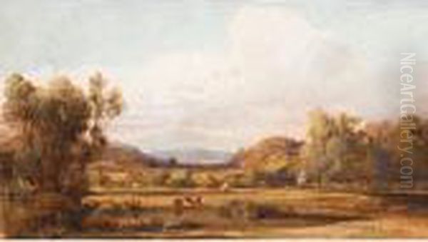 Landscape With Cattle, Victoria Oil Painting by Abraham Louis Buvelot