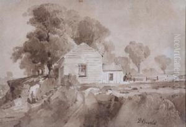 Farm House Oil Painting by Abraham Louis Buvelot