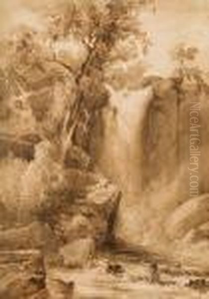 Wannon Falls, Near Hamilton Oil Painting by Abraham Louis Buvelot