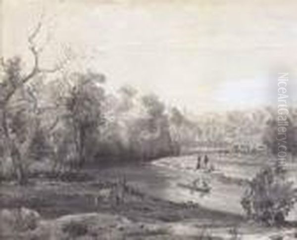 The Yarra Oil Painting by Abraham Louis Buvelot