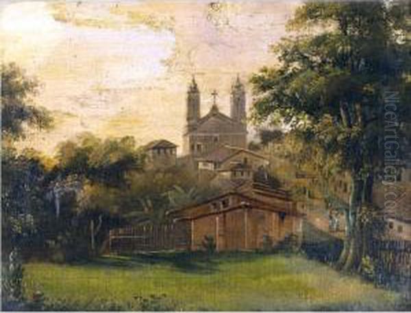 View Of The Church Of Santa Fede, Mexico Oil Painting by Abraham Louis Buvelot