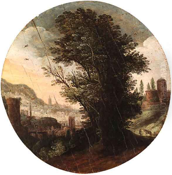 A wooded Landscape with an imaginary Classical City beyond Oil Painting by Paul Bril