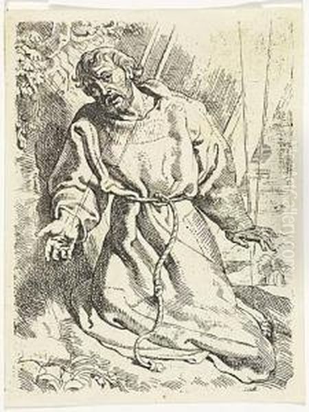 St. Francis Of Assisi Receiving The Stigmata. Oil Painting by Willem Buytewech