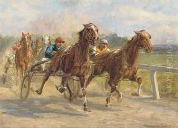 Harness Racing Oil Painting by William Hounsom Byles