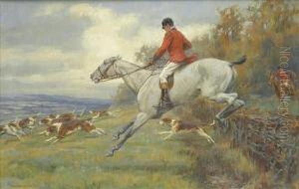 Full Cry,a Foxhunting Scene Oil Painting by William Hounsom Byles