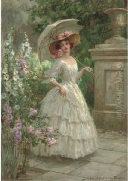 The Flower Garden Oil Painting by William Hounsom Byles