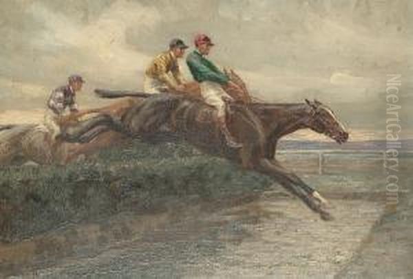 'at The Distance'; The Jump Oil Painting by William Hounsom Byles