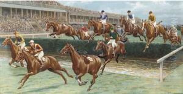 The Grand National Oil Painting by William Hounsom Byles